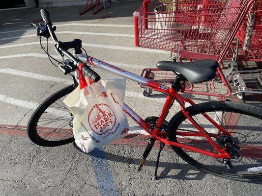 Testing out my brand new red bike. Maybe TJ's will sponsor me?? ;)