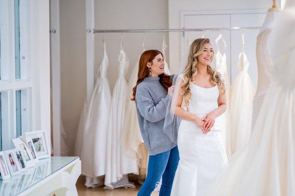 Modern Trousseau stylist working with bride to find her perfect gown