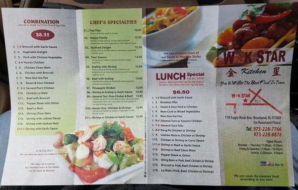 Menu as of may 2016