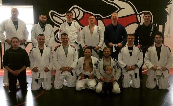 Team Photo: Bjj, Gracie (Brazilian) Jiu-Jitsu, 4th Degree Black, Jeff Curran Seminar in Rockford IL, Near Byron and Stillman Valley.