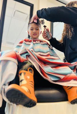 Rain Boots & HairCuts ! Haircut & braids done by Pricilla .