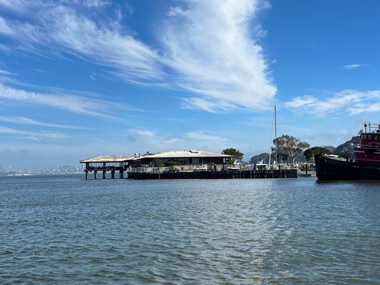 View of the Spinnaker Restaurant as we sail past on Kindred Spirits