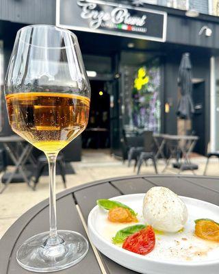 Insalata La Bufala Caprese: Buffalo Mozzarella, Confit Tomatoes, Fresh Basil, EVO Oil