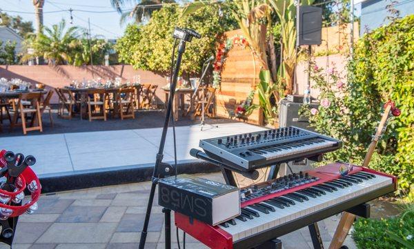 Pool deck cover and dance floor.