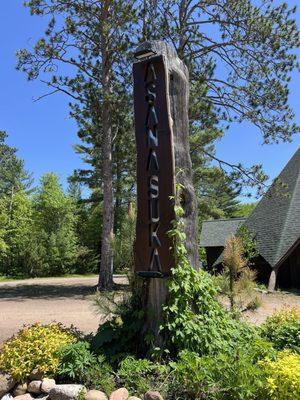 ASANA SUKA sign near the Restaurant ~ the flowers are beautiful too!