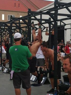 Rich Froning and Jason Kahlipa doing the Hotshot 19 WOD