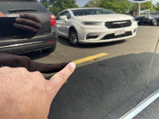 Imperfections on all paint jobs.  The right, left and back bumper of the vehicle have these imperfections.