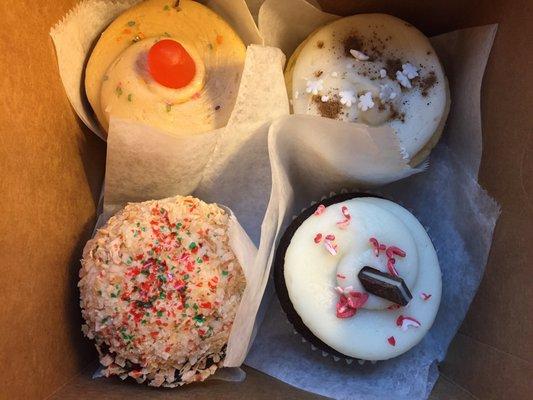 The holidays flavors are here! Gingerbread, egg nog, peppermint and toasted coconut with holiday fixings. Delicious!