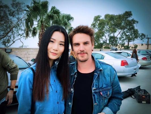 PMTM Alum Isabella on set with IMTA alum Riley Smith.