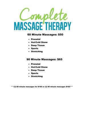 Book today at www.Vagaro.com/CompleteMassageTherapy