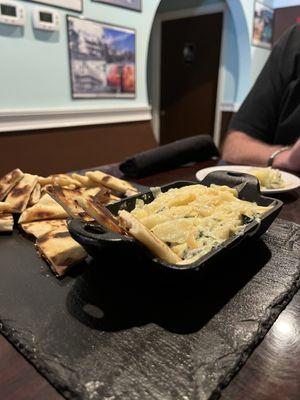 Spinach artichoke dip with grilled pita