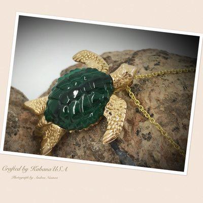 Carved Malachite Sea Turtle Pendant by Kabana USA#turtlelovers#oceaninspired