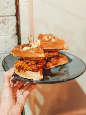 Chicken & Nashville fried chicken and waffle sliders