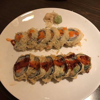 firecracker roll and volcano roll.