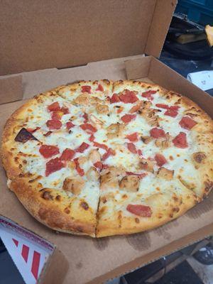 Garlic parm sauce and chicken and tomatoes