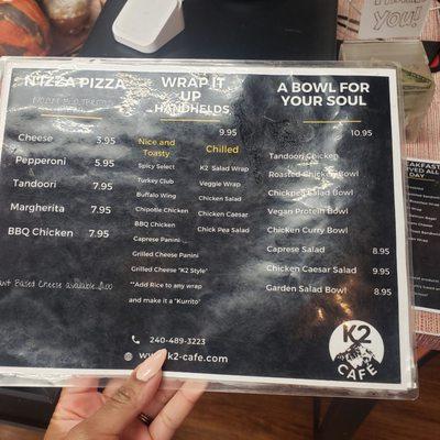 The menu