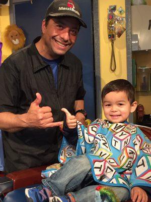 Eddie has been Calvin's "go to" barber since day one... and he is always excited to visit Eddie for a cut and a good time!