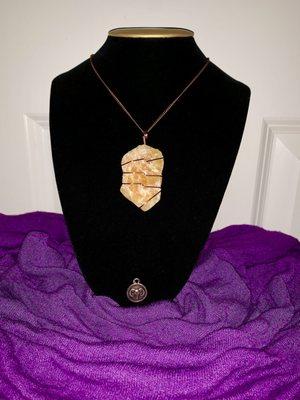 Refreshing Yellow Calcite Wrapped Copper Necklace