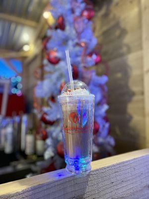 Boozy hot chocolate in a light up souvenir cup? YES, PLEASE!