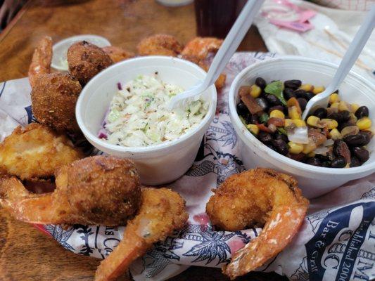 Shrimp basket sub black beans for fries. Very good.