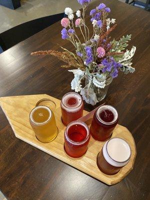 Flight of lighter and fruity beers