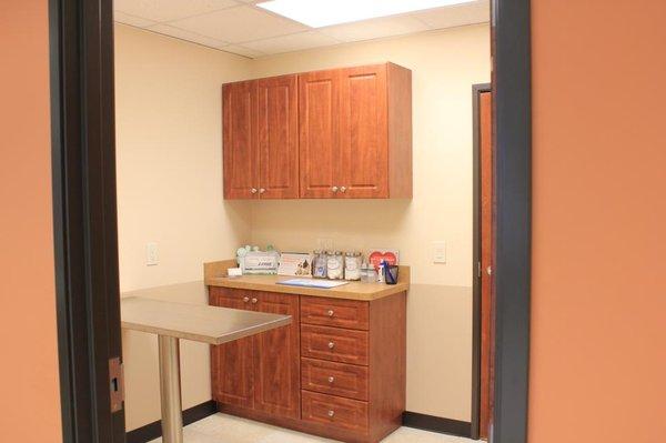 Exam rooms prepared and stocked for your patients needs.