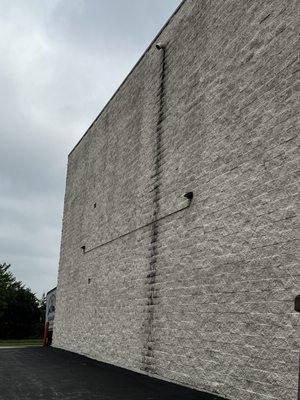 There is so much mold and dirt inside this storage facility that there is a black line under the air vents outside the building.