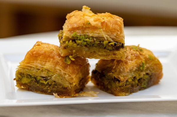 Baklava with Double Pistachio. Good but WICKED SWEET!!