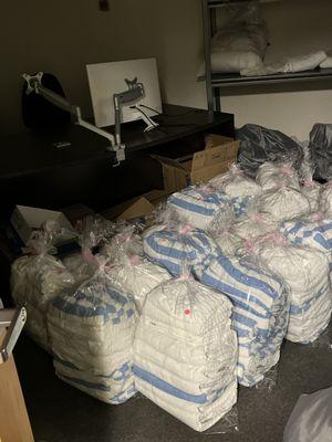 Customer linen delivered to office