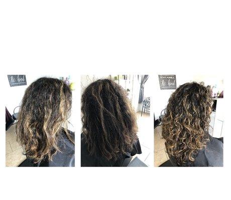 This client came in sad. Thought her curls were gone from over bleaching and flatiron. I helped her get them curls back. We were amazed!