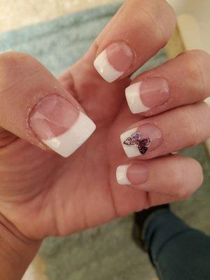 Came in with messed up nails and they fixed them and made them pretty!