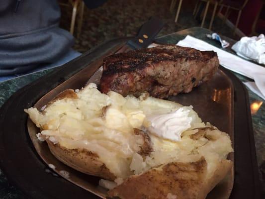 14 oz New York strip with baked potato