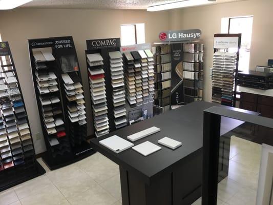 their showroom has many different options and lots of colors, thicknesses and price points.