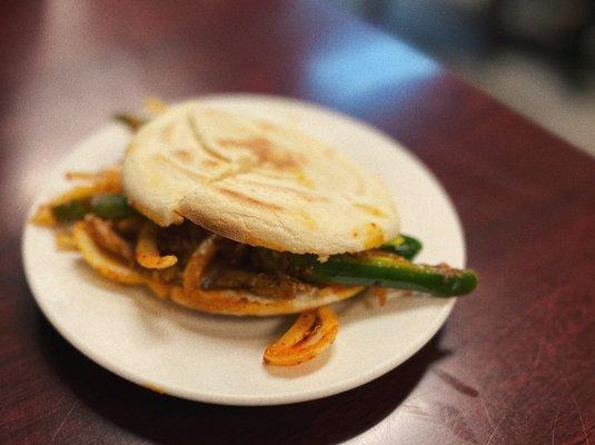 stir-fry beef/lamb with cumin burger @lesminaddio