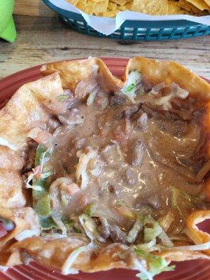 Fajita Taco salad that became way too watery to enjoy.