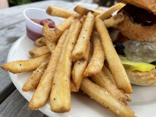 Side of fries with the pub burger