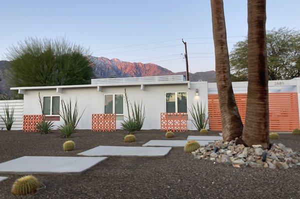 Check out how sunrise lit up the mountains behind our Splash Pad rental!