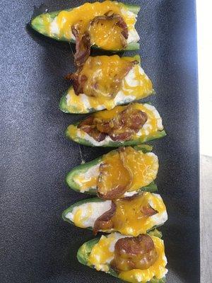 poppers-jalapenos with cheddar and bacon