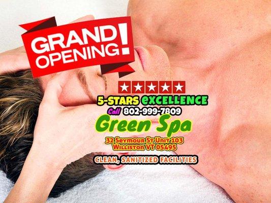 Grand Opening Green Spa Massage in Williston VT