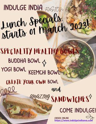 New Lunch specials starting March 2023