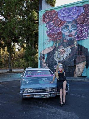 Día de muertos mural lowrider catrina photoshoot