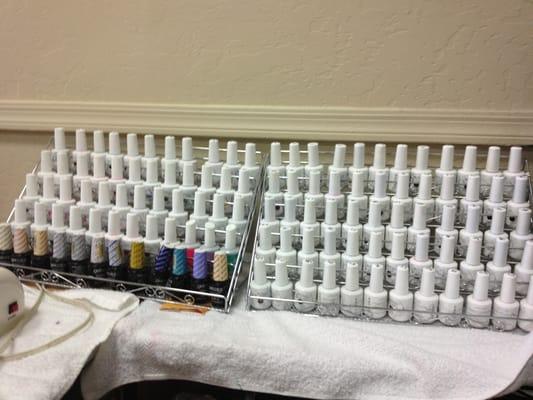 The many Gelish color selection.