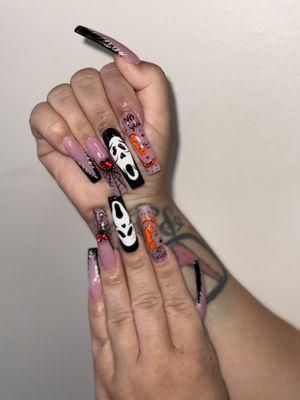 Acrylic Halloween nail arts