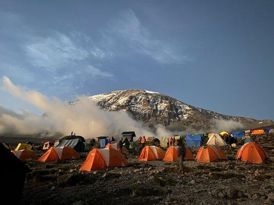 One of the camp site and Mt Kilimanjaro