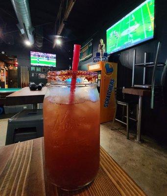 Baseball & Football with a delish michelada