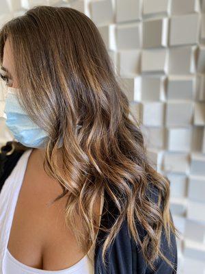 Soft caramel balayage