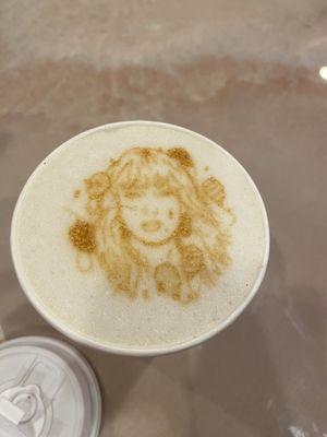 Chai tea latte with Taylor Swift Latte art