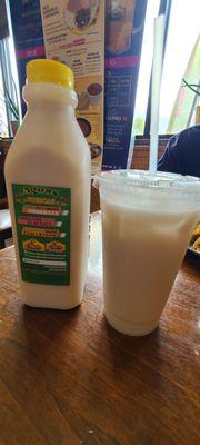 Bottle horchata and Aguas Frescas coco