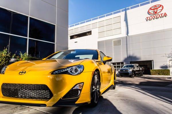 New yellow Scion FR-S at Earnhardt Toyota Scion east of Phoenix AZ.