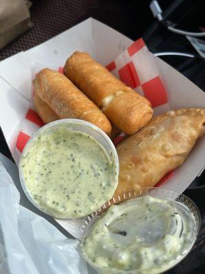 Taquitos & pepperoni empanada